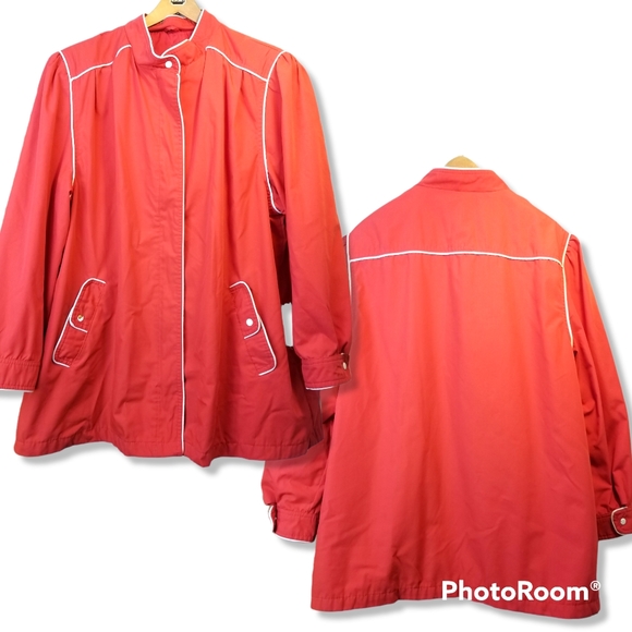 🔴 Vtg 80s Ryan Scott Coat | Red & White Piping | L 🧥 - Picture 2 of 8